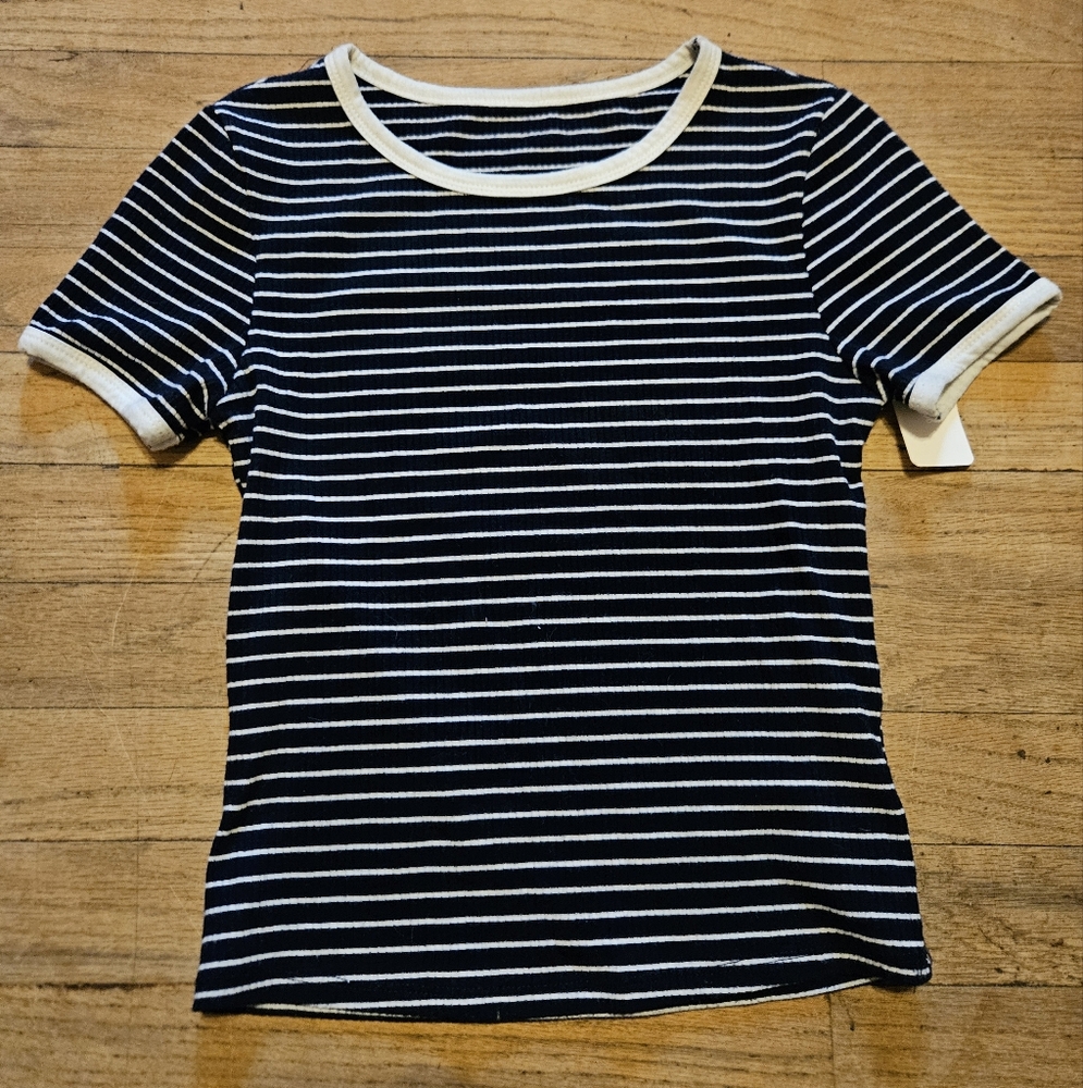 Striped Navy and White Short Sleeve Tee